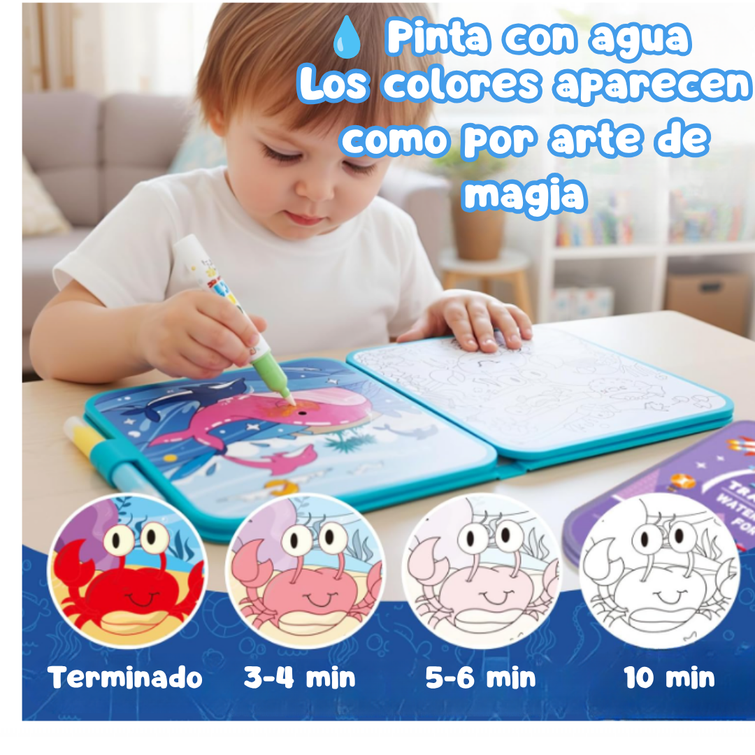 Libro Para Coloraer Con Agua Plegable Para Niños Reutilizable🎨